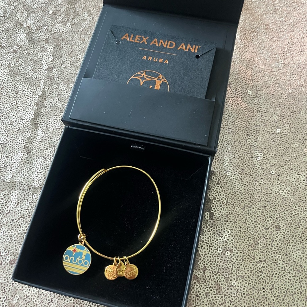 Alex and Ani Gold Bracelet with Aruba Charm - Picture 4 of 4